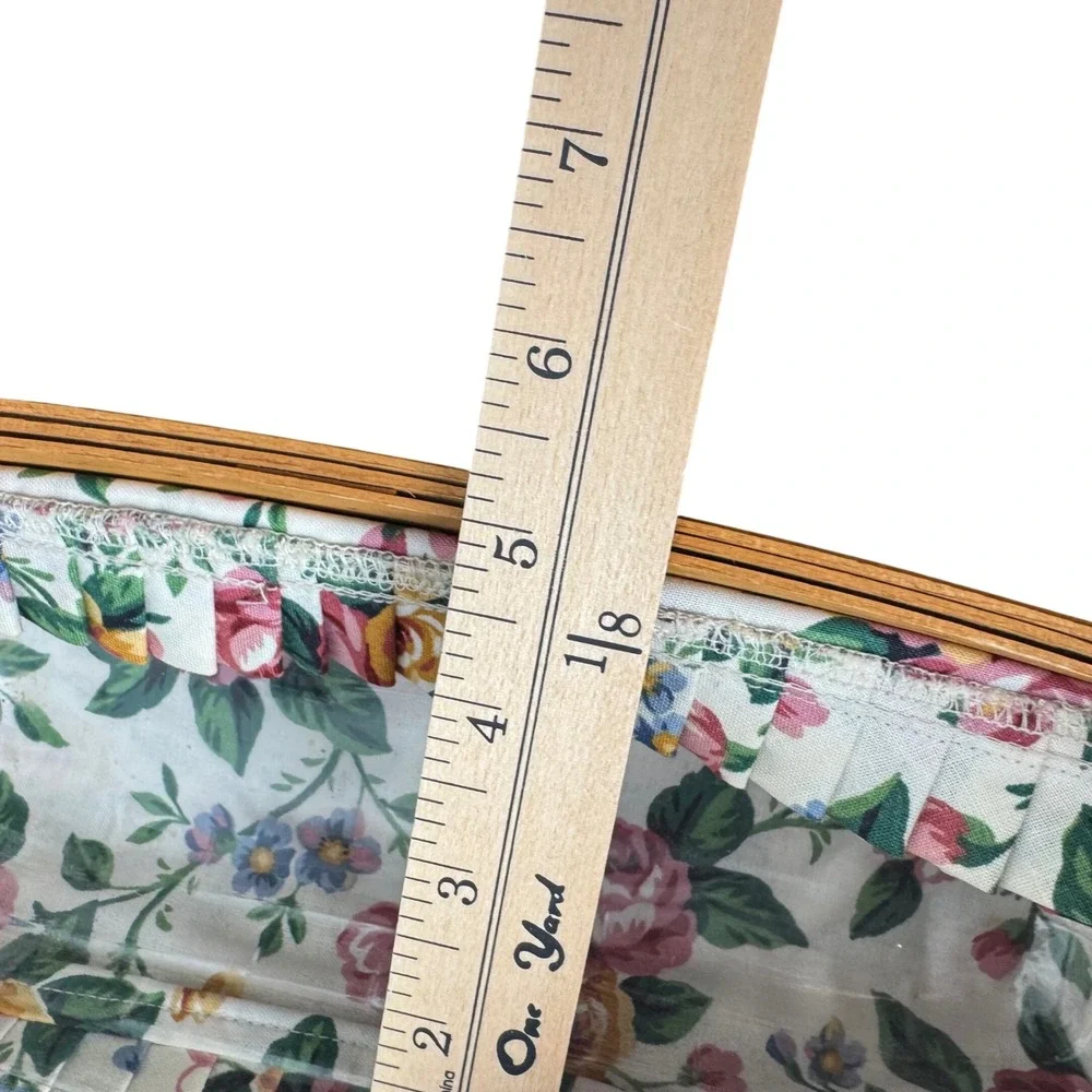 Longaberger 1994 Cracker Basket Floral Liner Plastic Protector Leather Handle